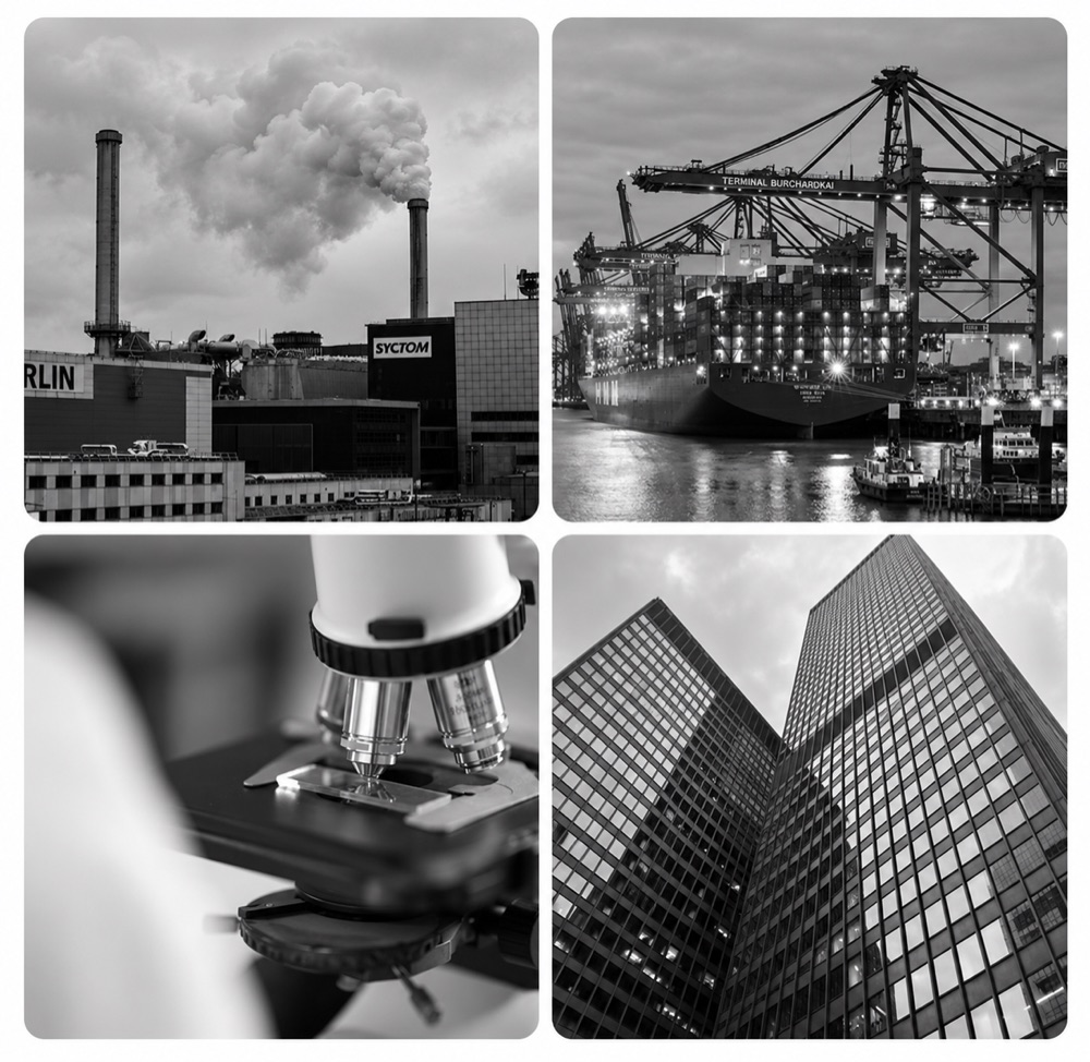 Sector-focused coverage: renewable energy, corporate offices, scientific research and shipping ports